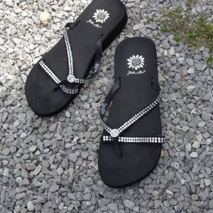 yellow box stormy flip flops